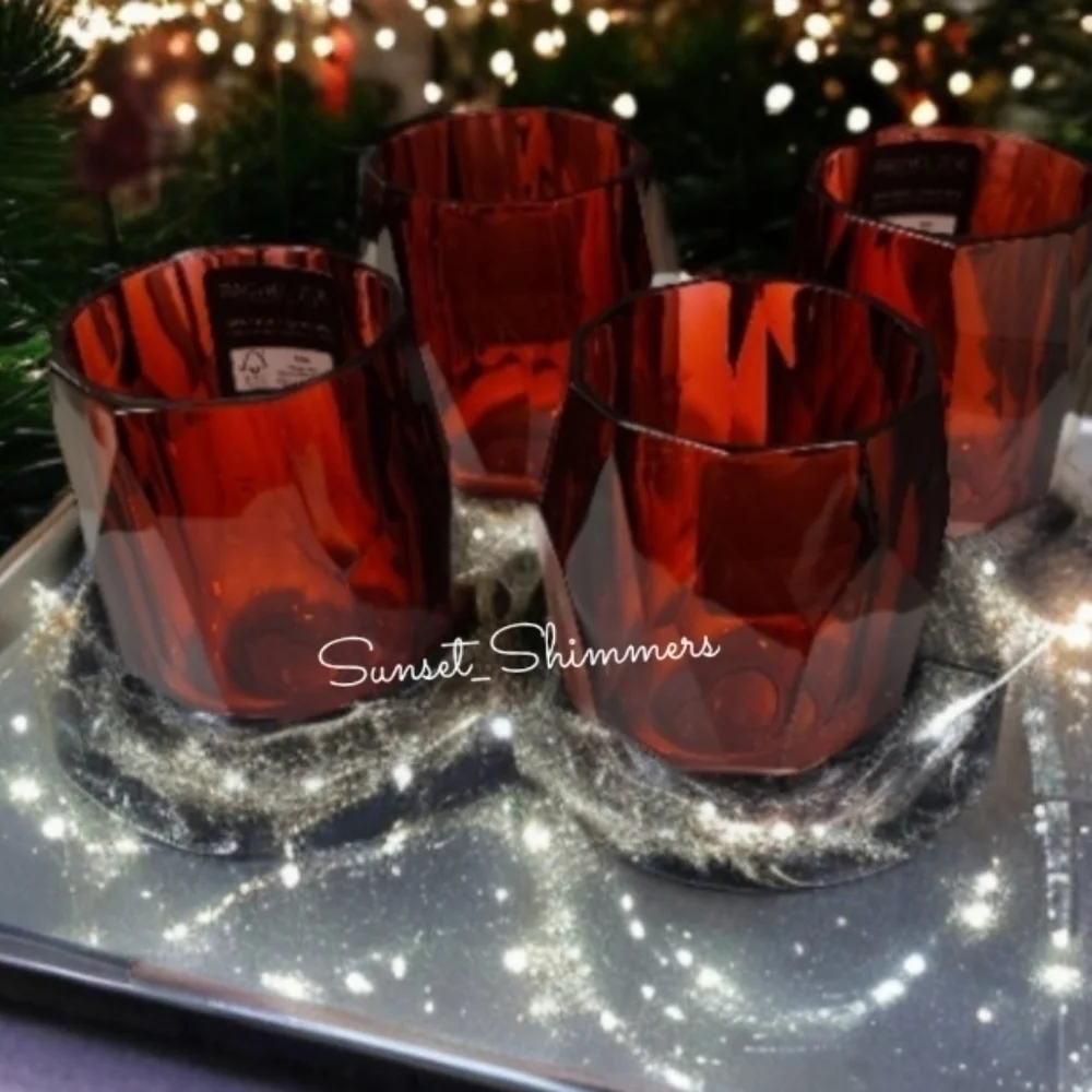 4pc RACHEL ZOE Red Valentines Day ACRYLIC CRYSTAL TUMBLER Drink GLASS SET NEW